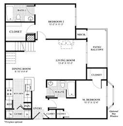 2 beds, 2 baths, 1,086 sqft, $2,600