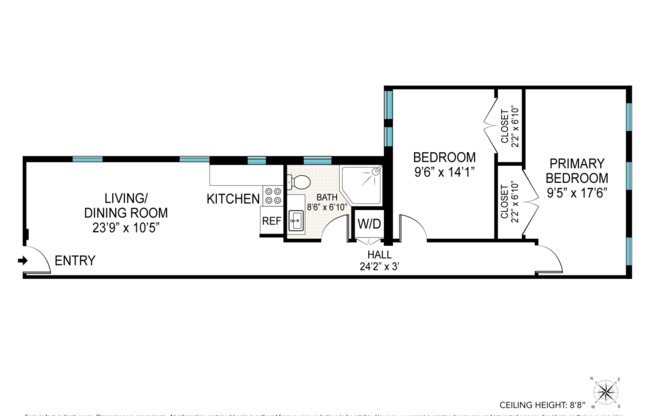 2 beds, 1 bath, $3,795, Unit 3C