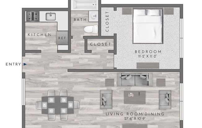 1 bed, 1 bath, 632 sqft, $2,370