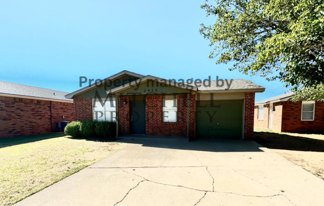 2 bedroom 1 bath 1 car garage in Lubbock!