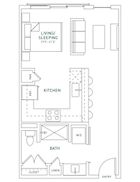 Studio, 1 bath, 531 sqft, $1,204