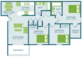 3 beds, 2 baths, 1,100 sqft, $1,455