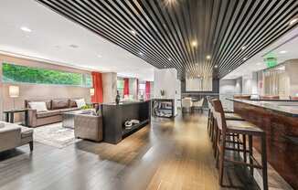 the lobby and a bar