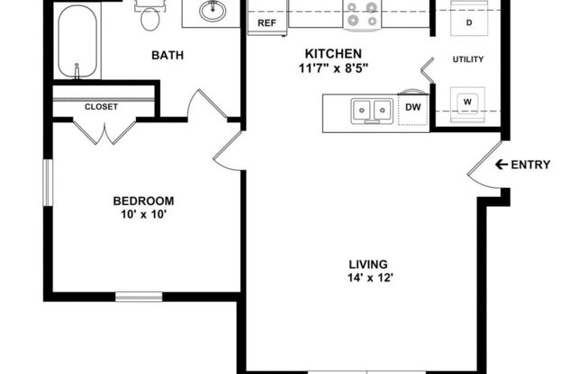 1 bed, 1 bath, 475 sqft, $955