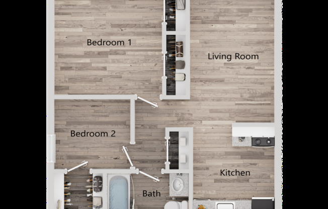2 beds, 1 bath, 762 sqft, $1,299, Unit 569H