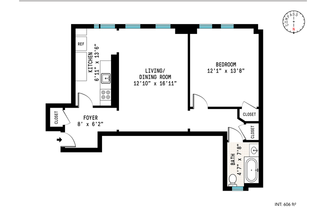 1 bed, 1 bath, $4,500, Unit 6A
