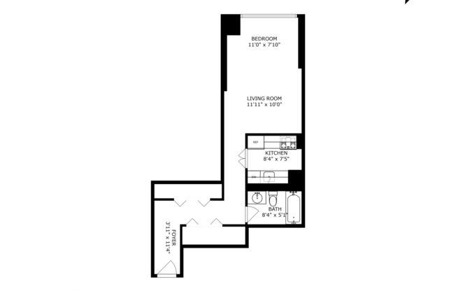 Studio, 1 bath, 494 sqft, $3,350, Unit 8J