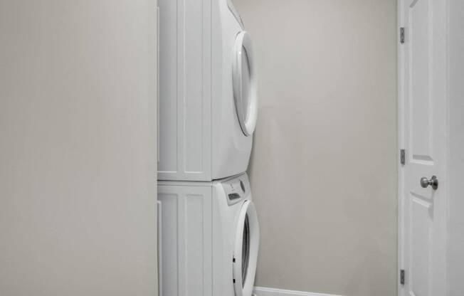 a white washer and dryer in a white room