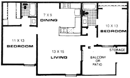 2 beds, 2 baths, 939 sqft, $1,380