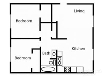 2 beds, 1 bath, 860 sqft, $1,330