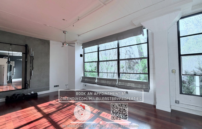 Sunny loft with in unit gym, heated floors in bathroom, contemporary kitchen, and includes water/garbage/1parking!