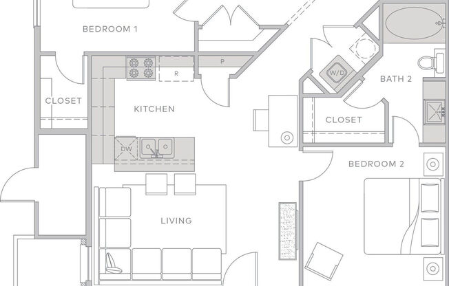 2 beds, 2 baths, 1,127 sqft, $1,799