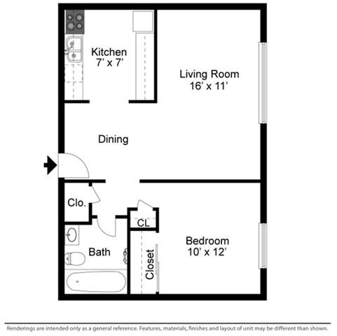 1 bed, 1 bath, 600 sqft, $946