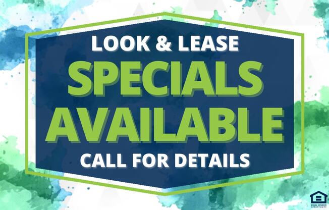 a sign that reads look and lease specials available call for details