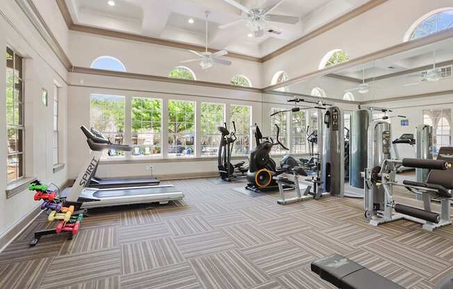 the gym at the enclave at woodbridge apartments in sugar land, tx