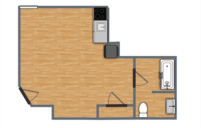 Studio, 1 bath, 400 sqft, $1,995, Unit 2