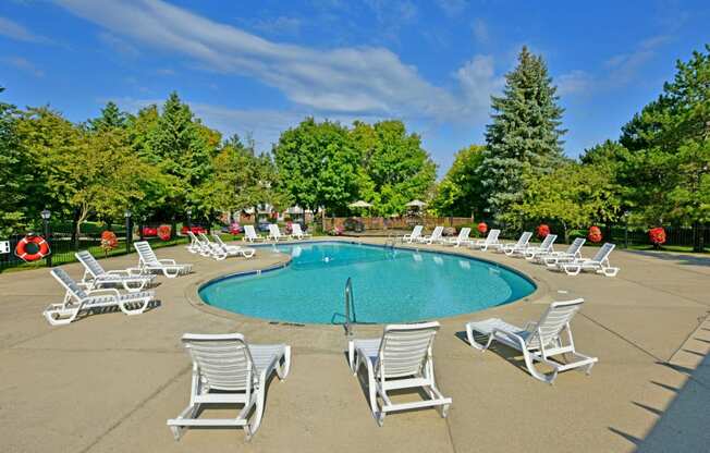 Swimming Pool and Sundeck at Bristol Square and Golden Gate Apartments, Wixom, Michigan