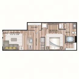 Studio, 1 bath, 581 sqft, $970