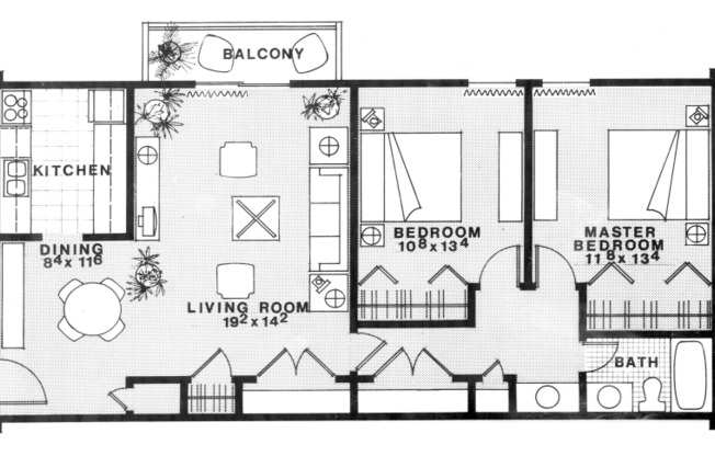 2 beds, 1 bath, 1,012 sqft, $1,296