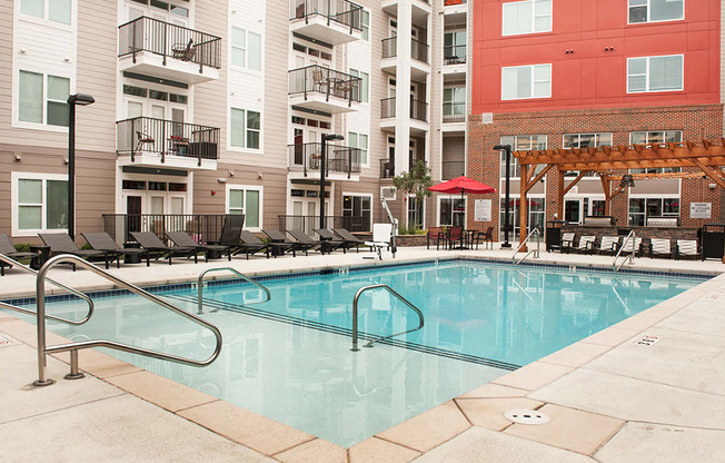 Swimming Pool With Relaxing Sundecks at Link Apartments® Brookstown, North Carolina