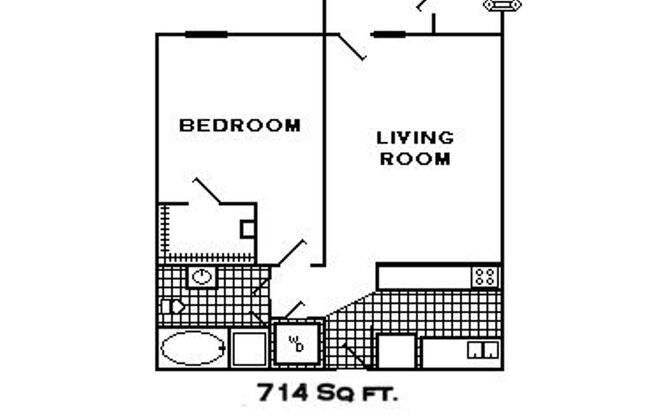 1 bed, 1 bath, 714 sqft, $1,099, Unit 42