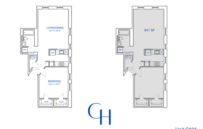 1 bed, 1 bath, 738 sqft, $2,151, Unit C-101