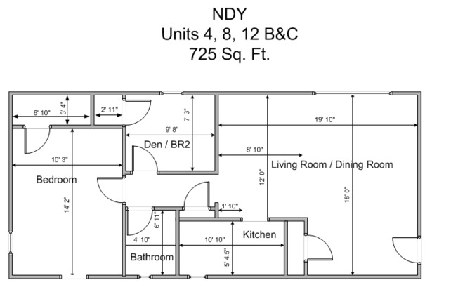2 beds, 1 bath, 710 sqft, $1,660, Unit 08C