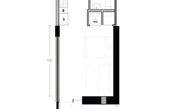 Studio, 1 bath, 440 sqft, $2,580, Unit 806