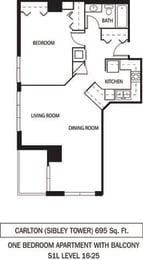 1 bed, 1 bath, 695 sqft, $1,632