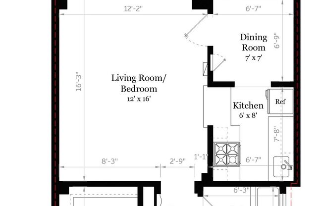 Studio, 1 bath, 450 sqft, $2,500, Unit 701
