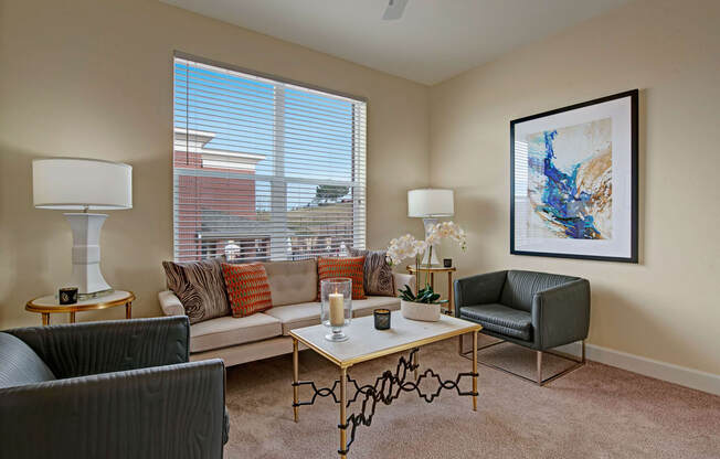Elements at Briargate Living Room View Apartments in Colorado Springs, CO