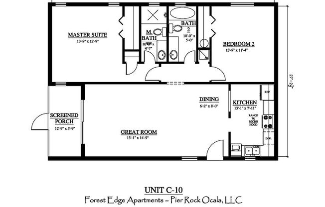 2 beds, 2 baths, 1,012 sqft, $1,449, Unit C10