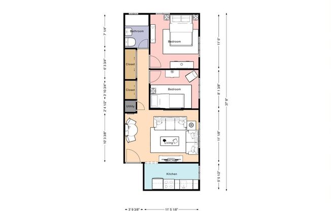 2 beds, 1 bath, 610 sqft, $745, Unit 1774-10