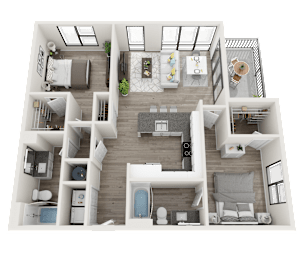 2 beds, 2 baths, 1,107 sqft, $2,018