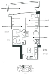 1 bed, 1 bath, 708 sqft, $2,370