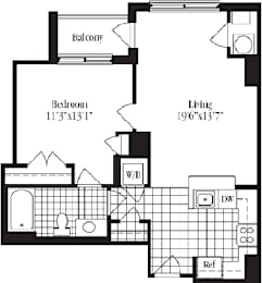 1 bed, 1 bath, 738 sqft, $1,838