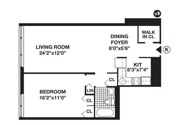 1 bed, 1 bath, 785 sqft, $4,929, Unit 25K