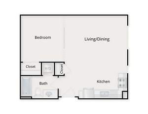 1 bed, 1 bath, 542 sqft, $2,495