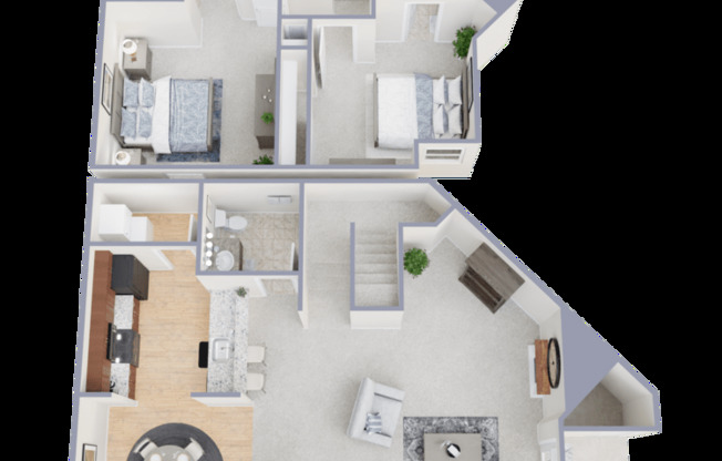 2 beds, 2 baths, 1,117 sqft, $1,550