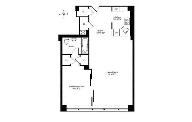 1 bed, 1 bath, 610 sqft, $4,100, Unit 12F