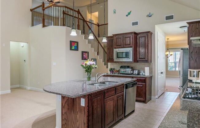 Grand entry, Open floor plan with high ceiling, Spacious rooms, Elegant kitchen featuring stainless steel appliances.