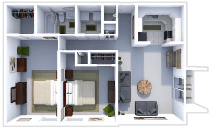 2 beds, 1 bath, 876 sqft, $1,455