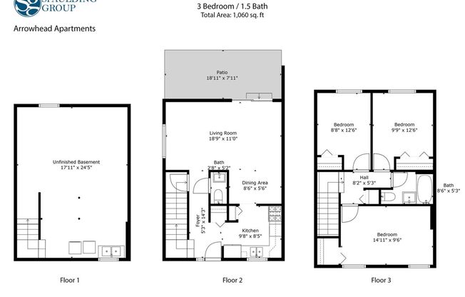 3 beds, 1.5 baths, 1,060 sqft, $1,570, Unit 3003-5