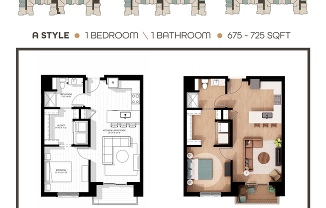 1 bed, 1 bath, 693 sqft, $2,025, Unit 232