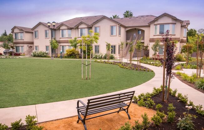 Large Open Area with Park Bench