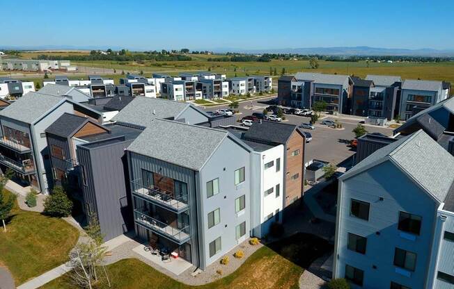 Aerial View Of Apartment Building at West Village at Four Points, Montana