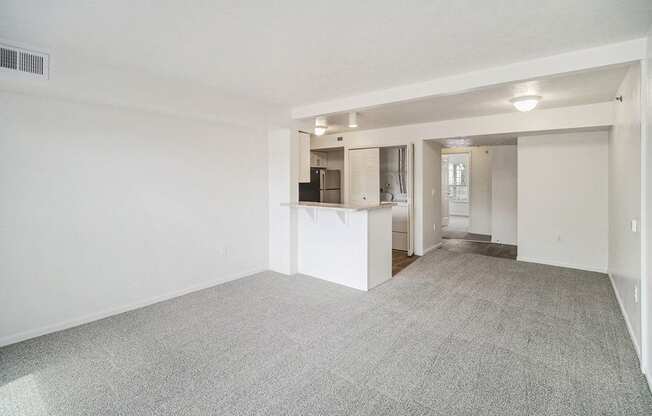 the living room and kitchen of an upgraded apartment at Black Sand Apartment Homes in Lincoln, NE