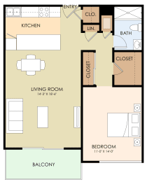 1 bed, 1 bath, 712 sqft, $2,450