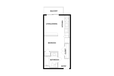 Studio, 1 bath, 399 sqft, $1,335