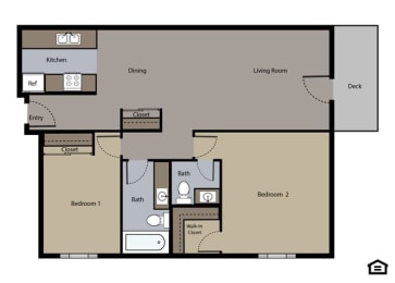 2 beds, 1.5 baths, 980 sqft, $1,383